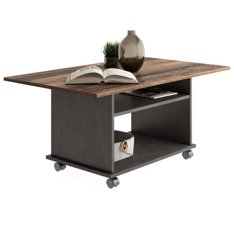 ZNTS FMD Coffee Table with Castors Old Style and Black 437000