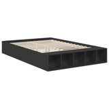 Bed Frame with Shelf Manual Black 150 x 200 cm Engineered Wood 3408355