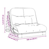 Futon Sofa Bed with Mattress White 100x206x11 cm Solid Wood Pine 846767