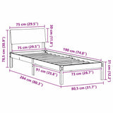 Bed frame Brown and taupe 75 x 190 cm Solid pine wood 878582