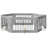 Foldable Dog Gate with Stands 6 pcs Grey Sonoma 602 cm 892124