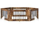 Foldable Dog Gate with Stands 6 pcs Smoked Oak 482 cm 892141