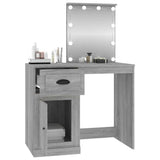 Dressing Table with LED Grey Sonona 90x50x132.5 cm Engineered Wood 816774