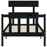 Bed Frame without Mattress Black 100x200 cm Solid Wood Pine 3193265