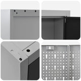 Work Cabinet with Drawer 10 pcs Black Engineered Wood and Steel 3321470