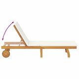 Sun Lounger Reclining Cream White Solid Acacia Wood 3407699