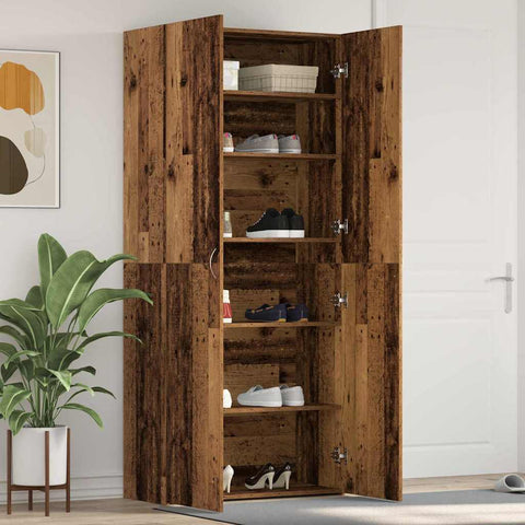 Shoe Cabinet with Door Brown 80 x 35.5 x 180 cm Engineered wood 3333843