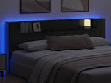 Headboard Cabinet with LED Black Oak 180 x 16.5 x 103.5 cm 8006575