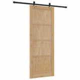 Sliding Door Manual Natural and black 83 x 211 cm 3333506
