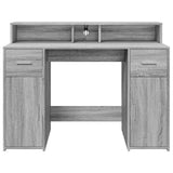 Desk with LED Lights Grey Sonoma 120x55x91 cm Engineered Wood 3309416
