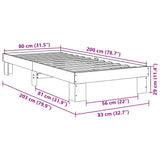 Bed Frame without Mattress 80x200 cm Solid Wood Oak 859338