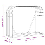 Log Holder Light Grey 120x45x100 cm Galvanised Steel 364553