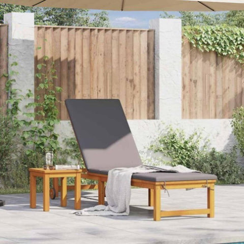 Sun Lounger Reclining Brown 53 x 202 x 89cm Solid Acacia wood 4108109