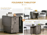 Multi-Storage Six-Person Drop Leaf Dining Table - Grey T3398P342379