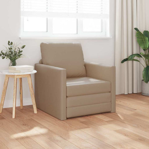Floor Sofa Bed Cappuccino 74 x 77 x 81 cm Faux leather 4106634