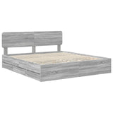 Bed Frame with Drawer Grey Sonoma 200 x 200 cm Engineered Wood 3412155