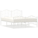 Metal Bed Frame without Mattress with Footboard White 140x190cm 373856