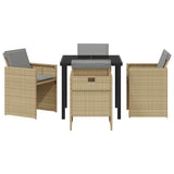 Garden Dining Set 5 pcs Beige Poly Rattan 3380613