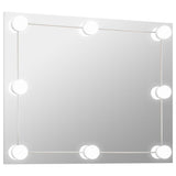 Wall Frameless Mirror with LED Lights Rectangular Glass 3078643