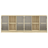 Bookcase with Doors Sonoma Oak 204x37x75 cm Engineered Wood 3206533