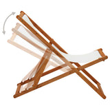 Beach Chair Cream White Solid Eucalyptus Wood Medium Foldable 310314