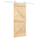 Sliding Door Natural and White 85 x 210 cm Solid Pine Wood 3445021