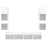 8 Piece TV Wall Units with LED White Engineered Wood 3216590