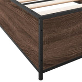 ZNTS Bed Frame Brown Oak 75x190 cm Small Single Engineered Wood and Metal 845125