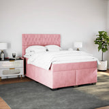 Box Spring Bed with Mattress Pink 140x190 cm Velvet 3290917