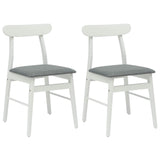 Dining Chair 2 pcs White and Grey Solid Rubber Wood 42020487