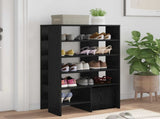 Shoe Cabinet with Shelf 2 pcs Black Oak Engineered Wood 8000381