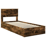 Storage Bed with Drawer Smoked Oak 90 x 200 cm Engineered Wood 3410837