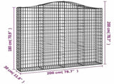 Arched Gabion Baskets 4 pcs 200x30x180/200 cm Galvanised Iron 3145516