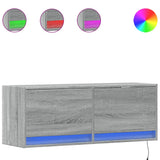 TV Wall Cabinet with LED Lights Grey Sonoma 100x31x35 cm 852367