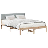 Bed frame Brown and light grey 135 x 190 cm Solid pine wood 878549
