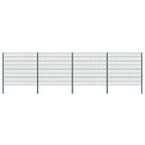 Fence Panel with Posts Iron 694.5x160 cm Green 278673