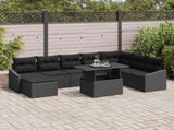 Sofa Set with Cushion with Storage 9 pcs Black Poly Rattan 3349059