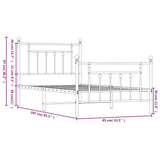 Bed Frame Black Powder-Coated Steel Single Metal Bed Frame 353546