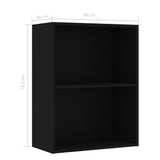 2-Tier Book Cabinet Black 60x30x76.5 cm Engineered Wood 800964