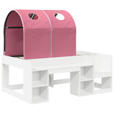 Bed with Tunnel with Shelf 3 pcs White and Pink Engineered Wood 3423500