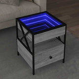 Coffee Table with Infinity LED Grey Sonoma 40x40x51 cm 847720