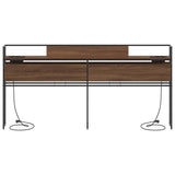 Storage Headboard with Shelf Brown oak 180 cm Engineered wood 859659
