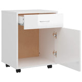 Rolling Cabinet High Gloss White 45x38x54 cm Engineered Wood 808446