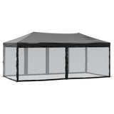 ZNTS Folding Party Tent with Sidewalls Black 3x6 m 93553