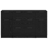 Sideboard with Drawer 3 pcs Black Oak Engineered Wood 3332538