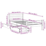 ZNTS Bed Frame without Mattress White 100x200 cm Solid Wood Pine 3301607