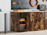 Garage Storage Cabinet Smoked Oak 40x51x85 cm Solid Wood Pine 860539