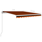 ZNTS Manual Retractable Awning 300x250 cm Orange and Brown 3051198