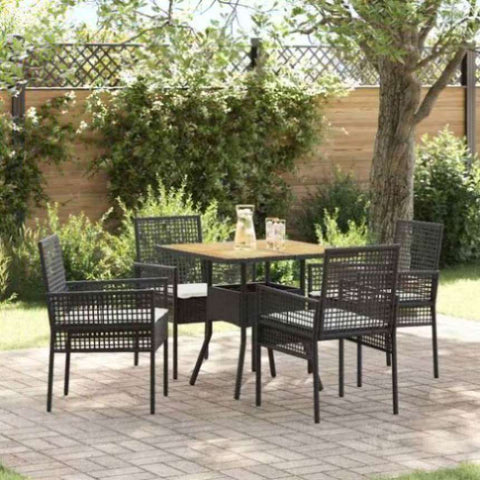 Garden Dining Set 5 pcs Black Poly rattan 3334936