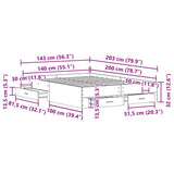 Bed Frame with Drawers Black oak 140 x 200 cm Engineered wood 3333968